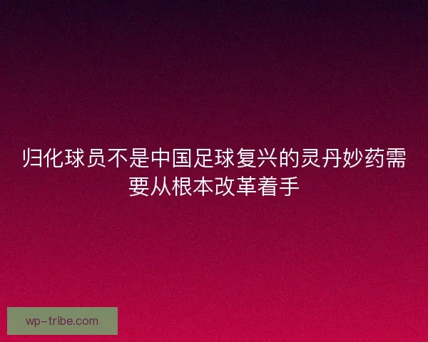 归化球员不是中国足球复兴的灵丹妙药需要从根本改革着手