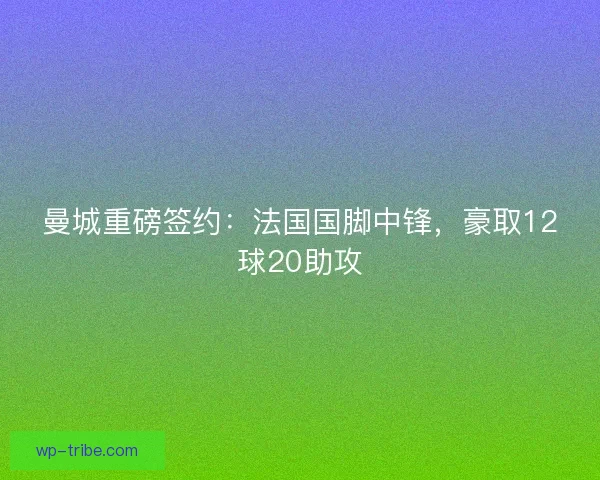 曼城重磅签约：法国国脚中锋，豪取12球20助攻