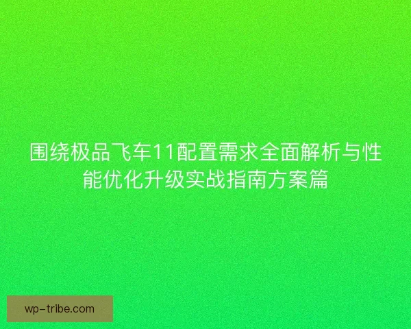 围绕极品飞车11配置需求全面解析与性能优化升级实战指南方案篇