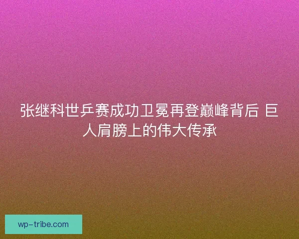 张继科世乒赛成功卫冕再登巅峰背后 巨人肩膀上的伟大传承